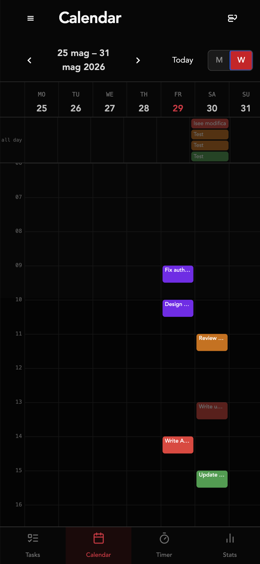 Calendar - Week View